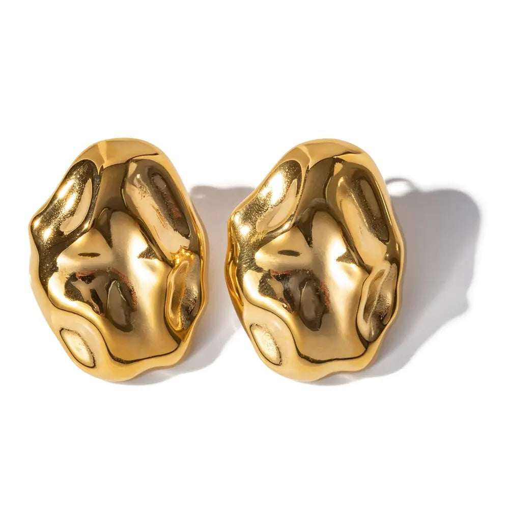 Brinco em Ouro 18k Oval Textura Orgânica