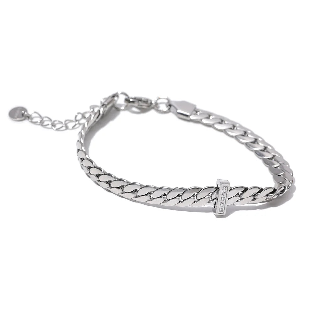 Pulseira Corrente Estilo Cubana Zircônia