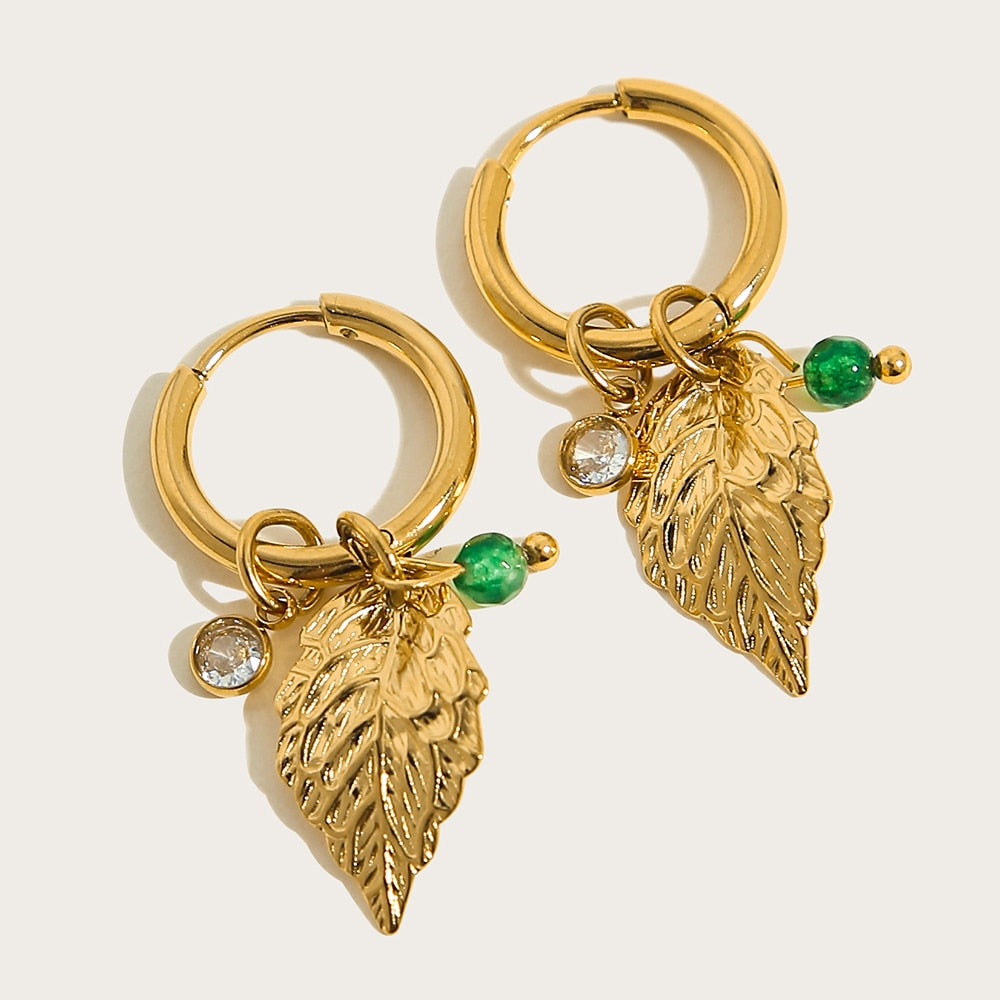 Brinco Argola Pedras Pendentes em Ouro
