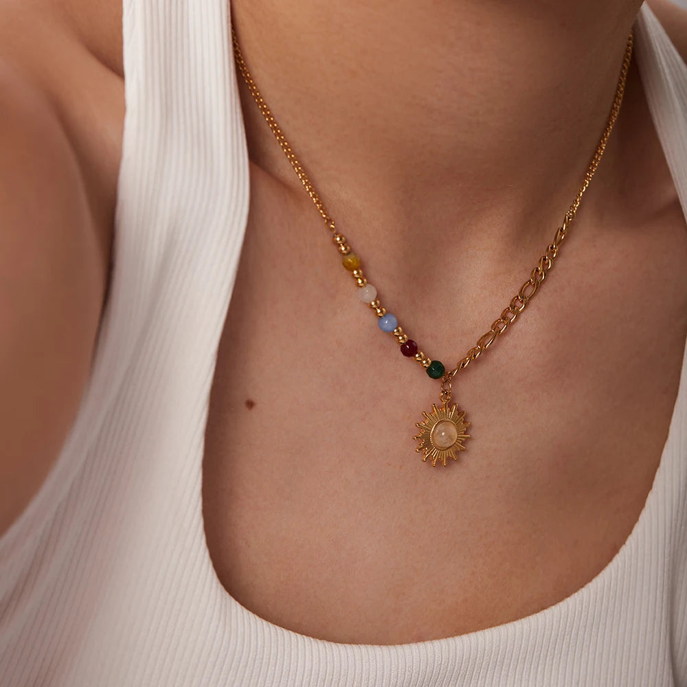 Colar Sol Dourado Ouro 18k