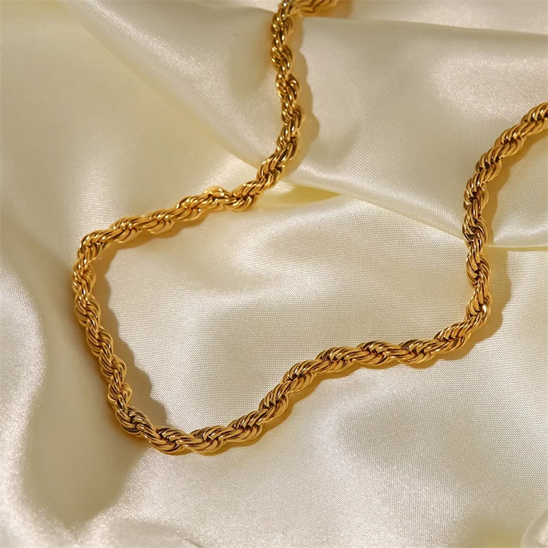 Colar Chunky Torcido 5mm Ouro 18k