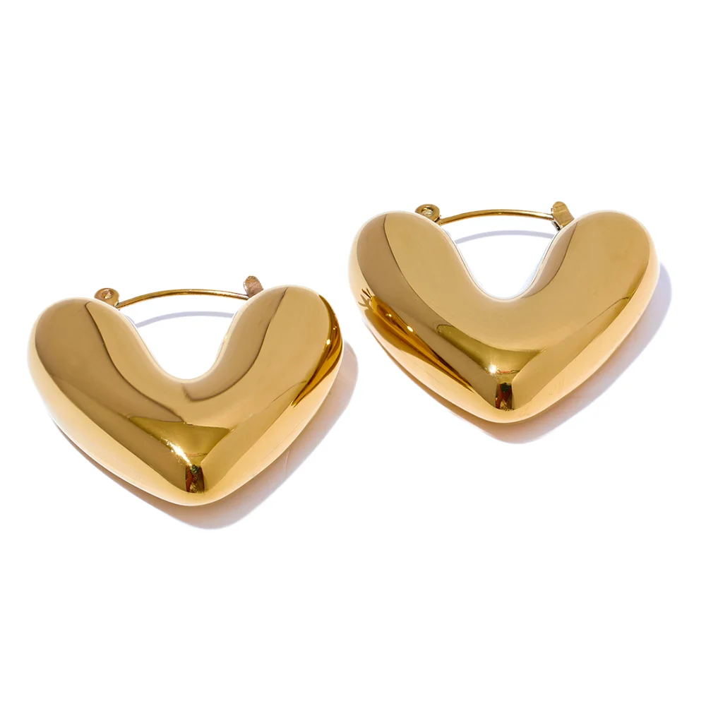 Brinco em Ouro 18k Coração Grande
