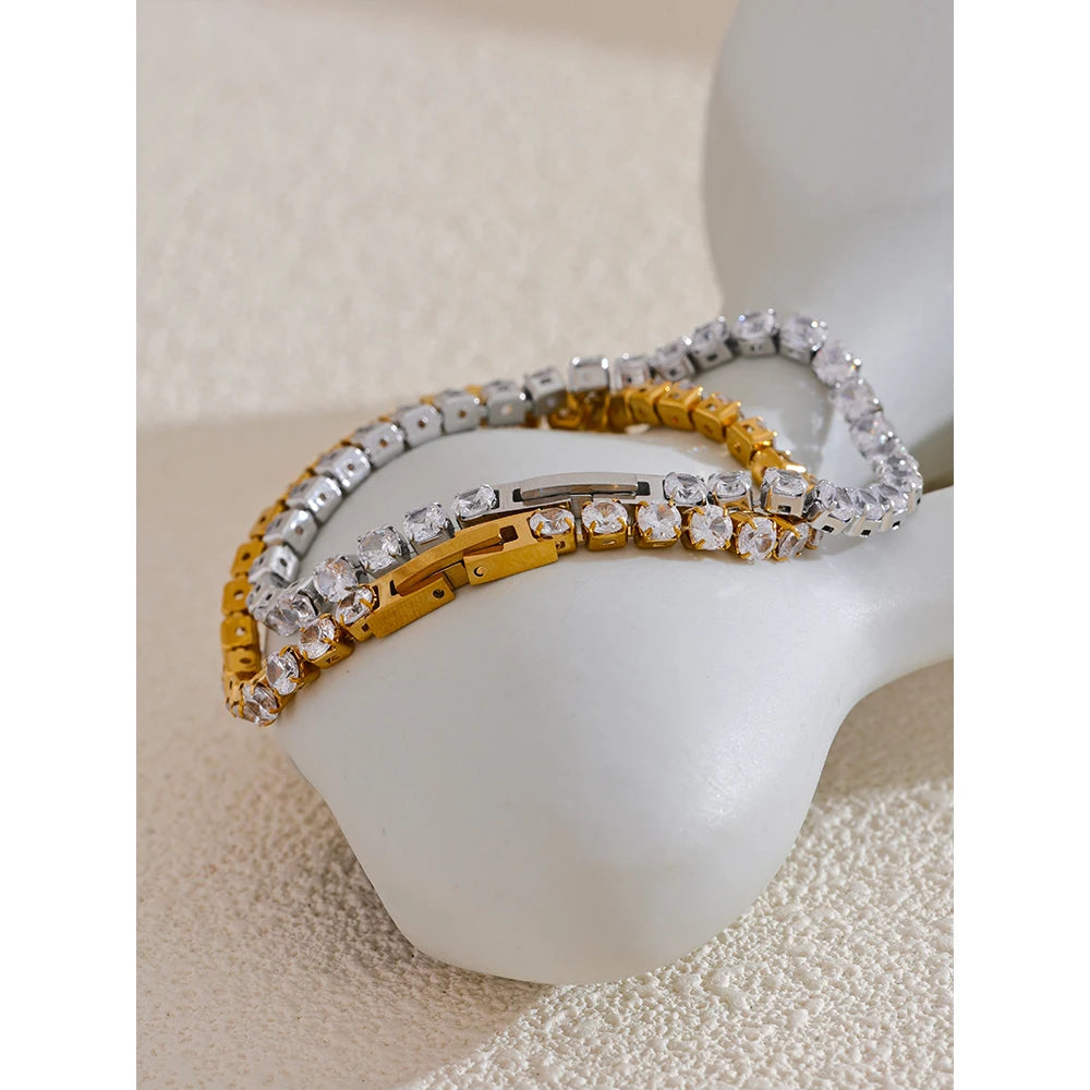 Pulseira Cravejada de Zirconias Circulares