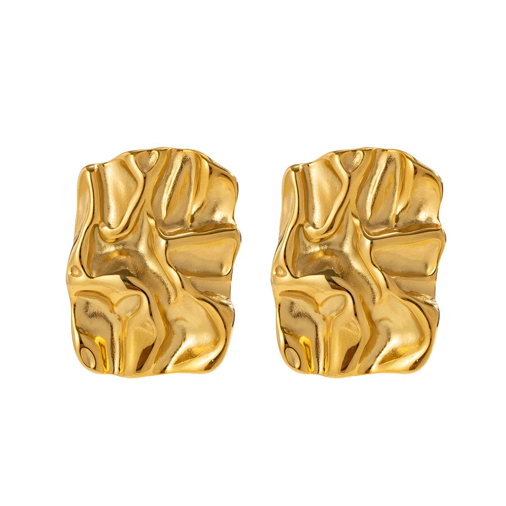 Brinco em Ouro 18k Quadrado Texturizado