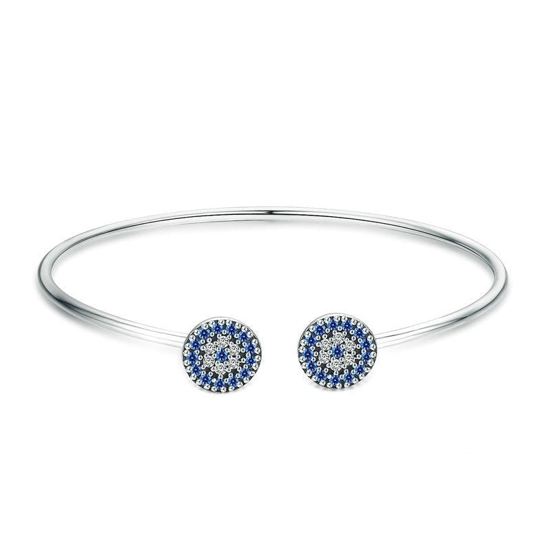 Pulseira Bracelete Aberto Olho Grego em Prata 925