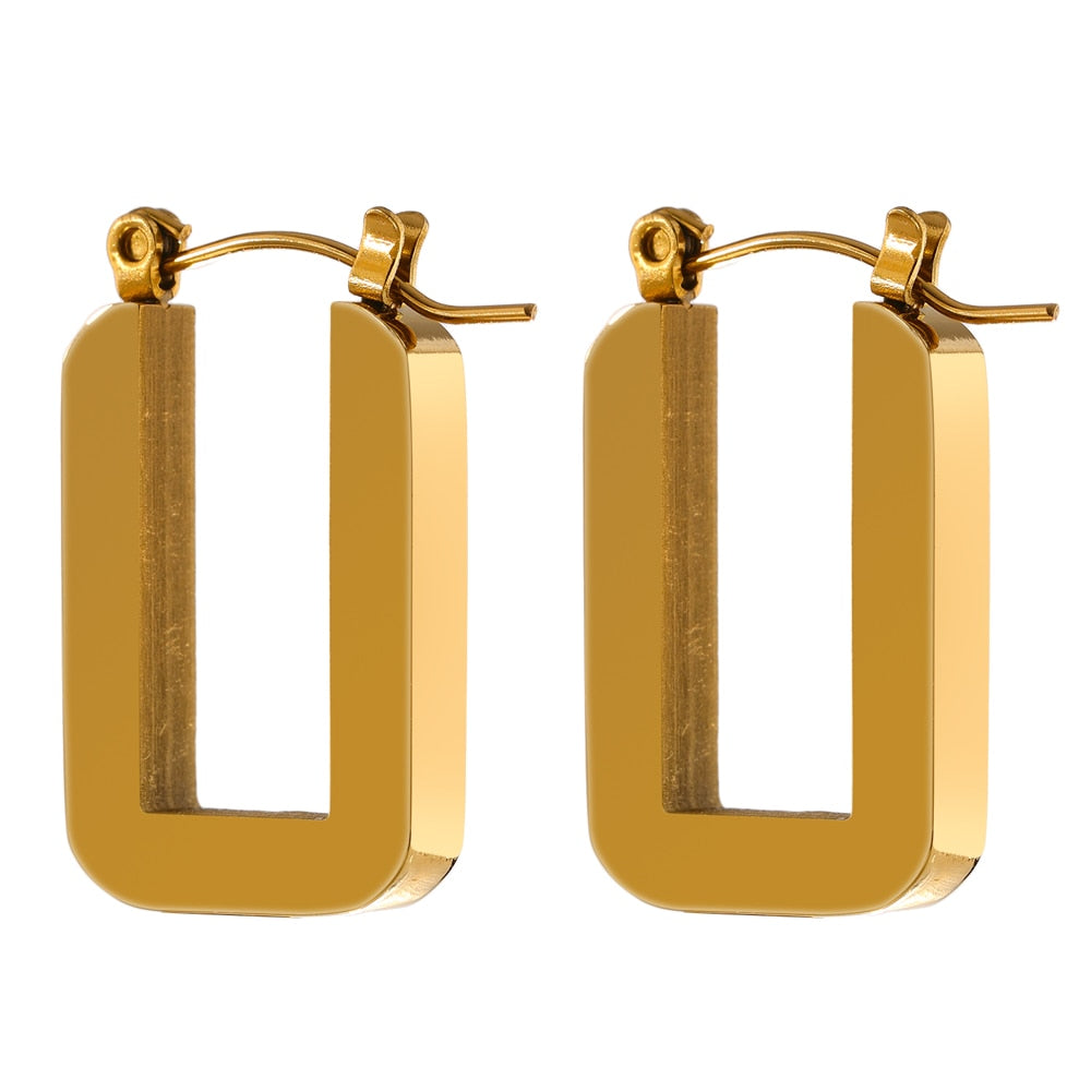 Brinco Quadrado Hoop em Ouro