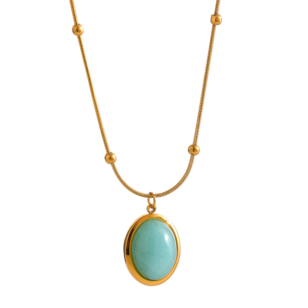 Colar Pendente Cristal Acqua Marine Ouro
