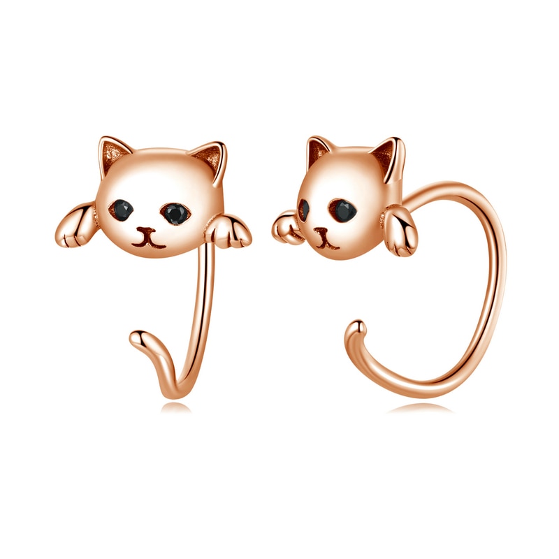 Brinco Gatinho Minimalista em Prata 925