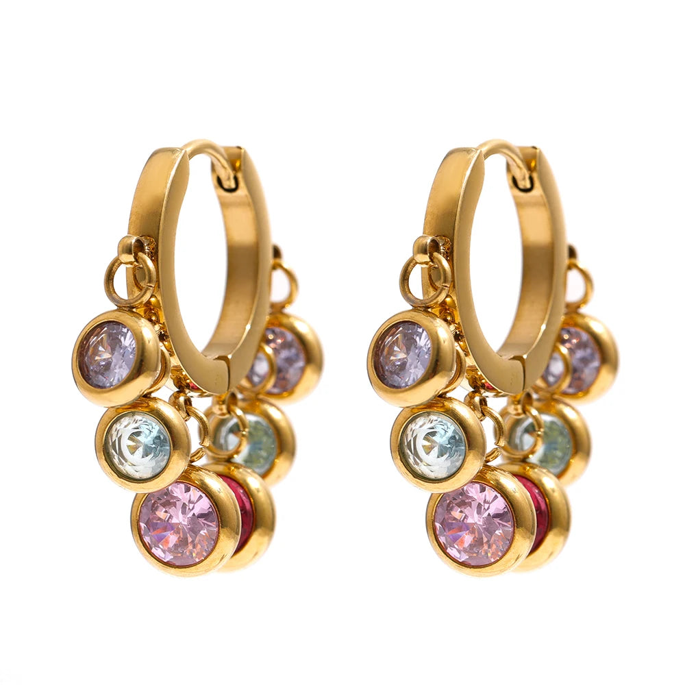 Brinco em Ouro 18k Argola Esferas em Zircônia
