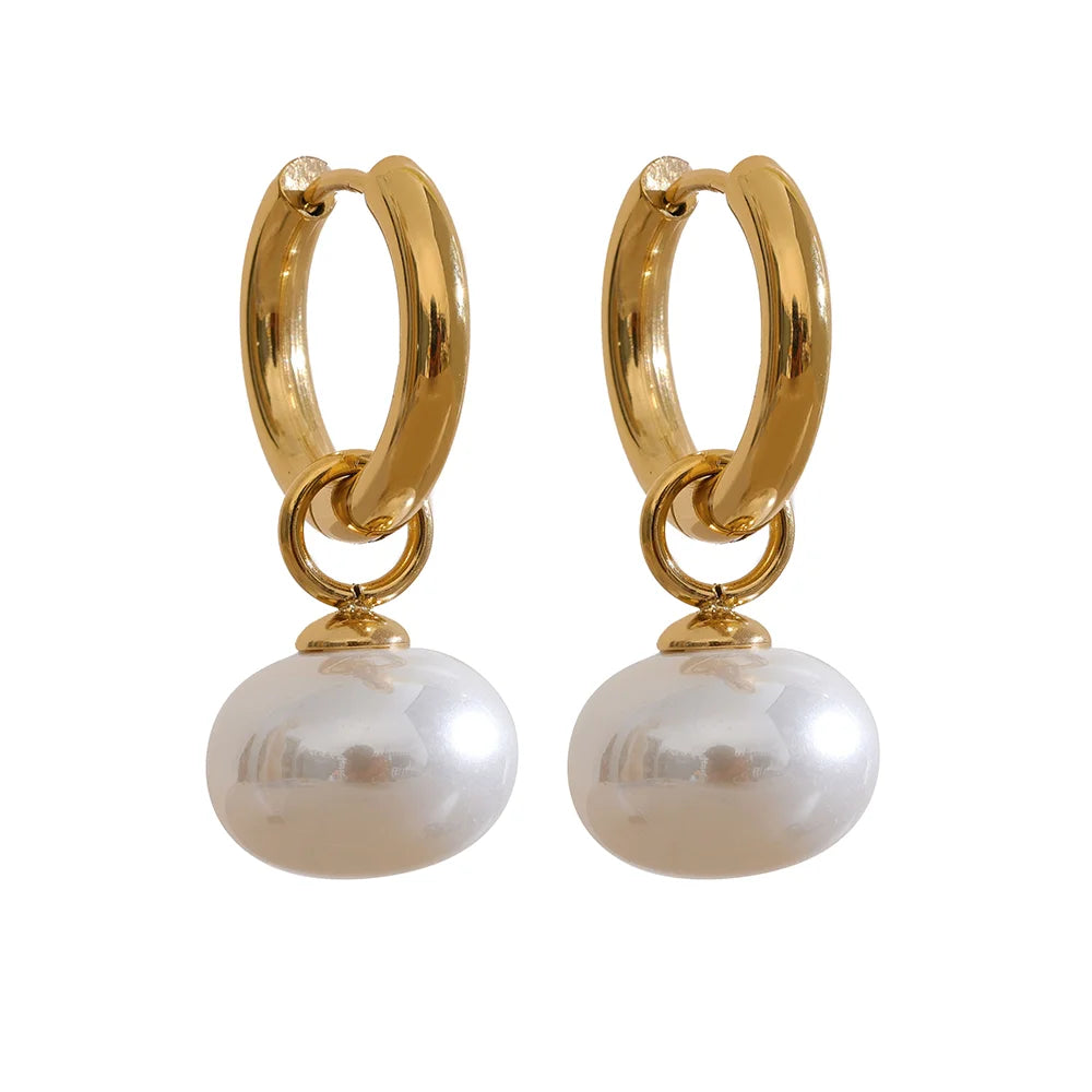 Brinco em Ouro 18k Pendente Pérola