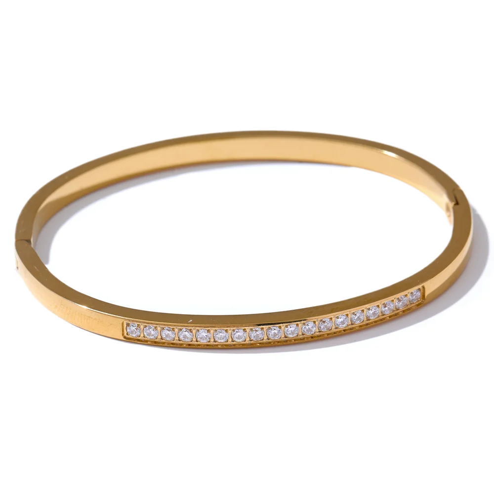 Bracelete Minimalista Detalhe Cravejado Zircônia