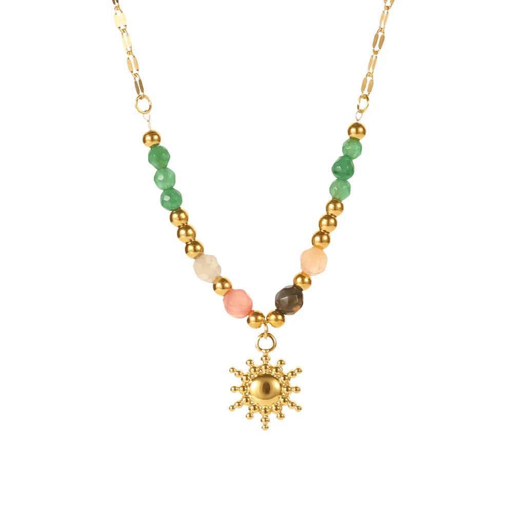 Colar Trend Sol Pedras Naturais