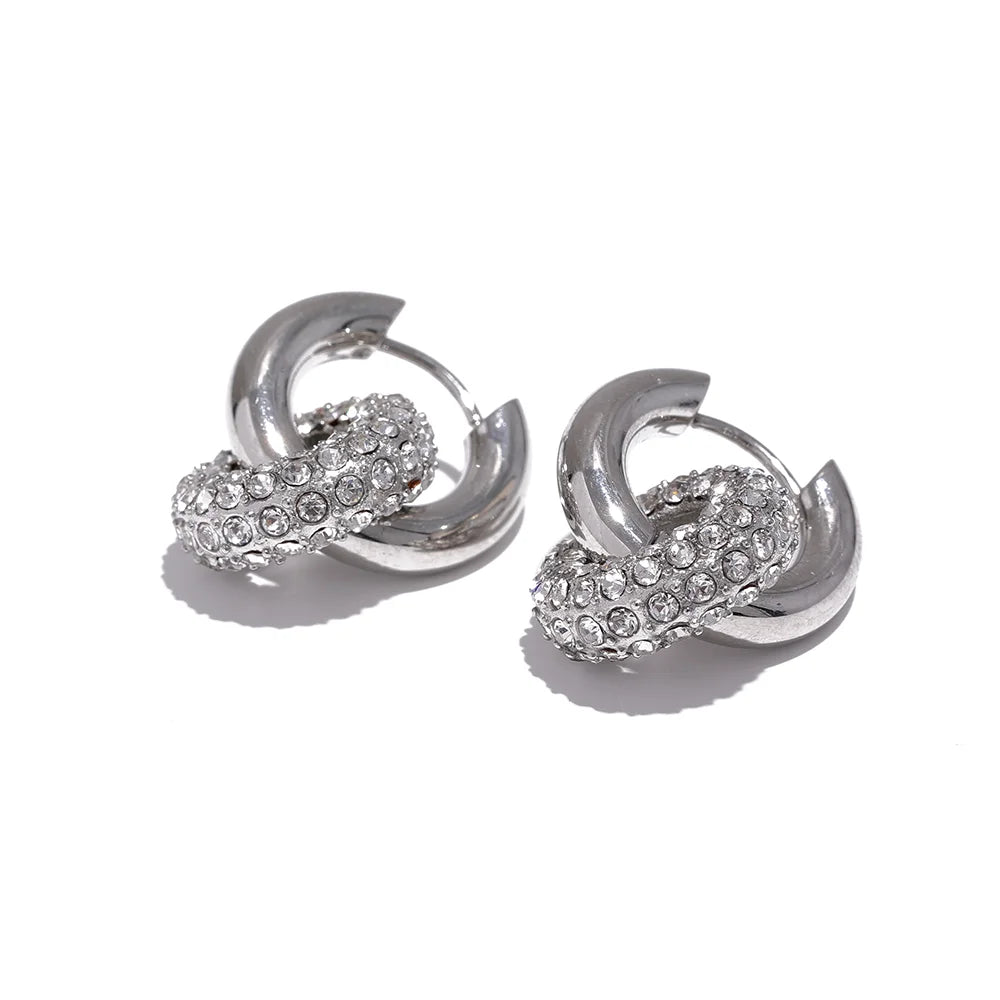 Brinco em Ouro 18k Argola Dupla Cravejado