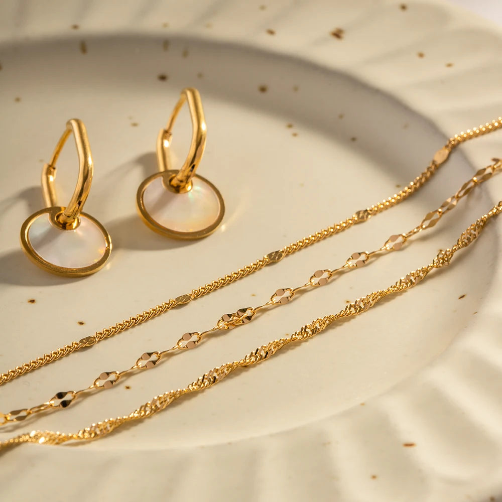 Colar Kit Com 3 Peças Minimalistas em Ouro 18k
