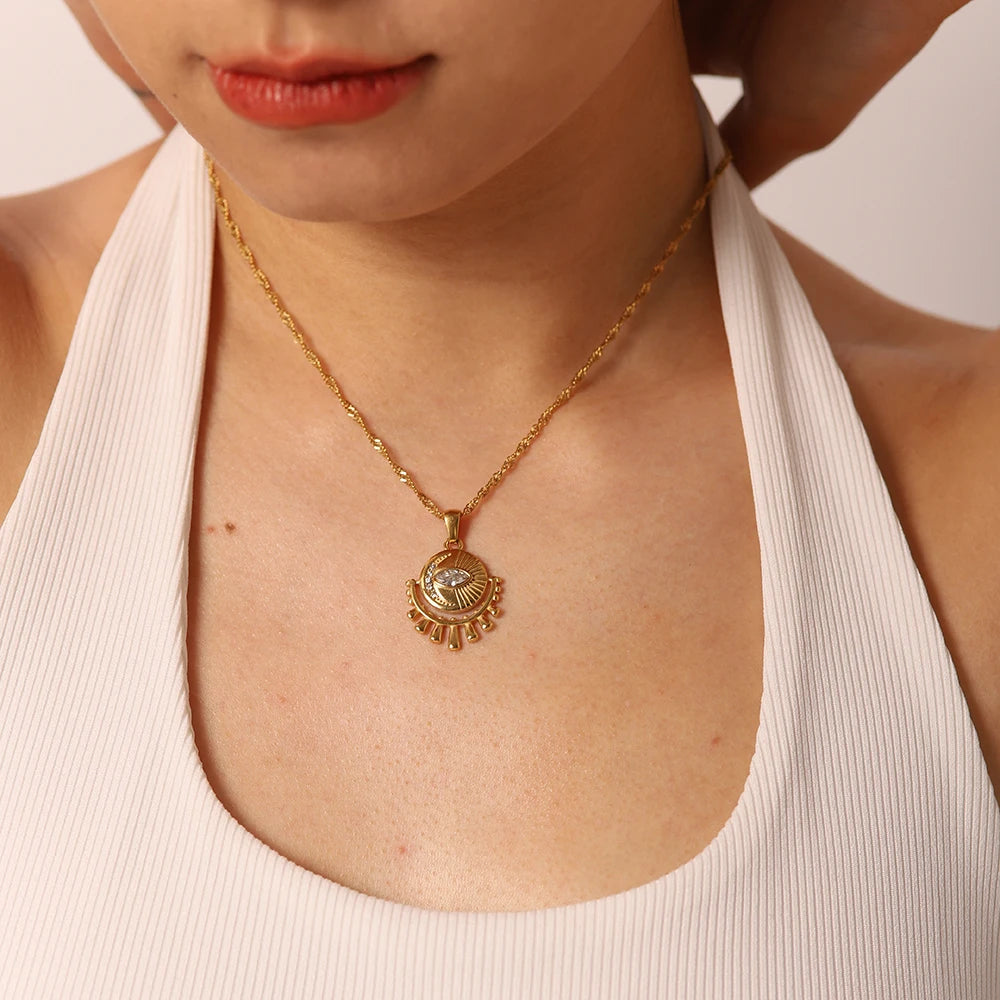 Colar Pendente Olho Grego Ouro 18k