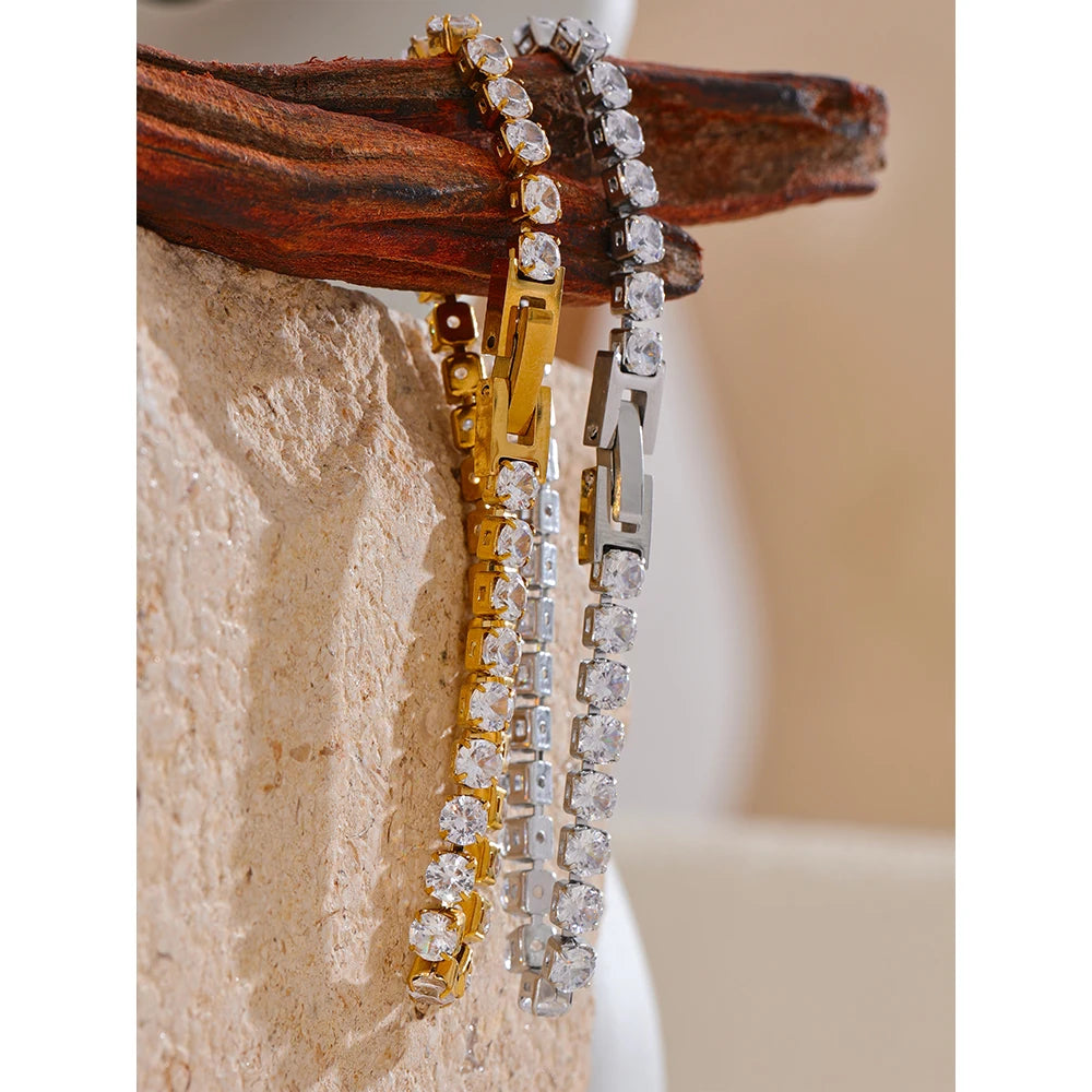 Pulseira Cravejada de Zirconias Circulares
