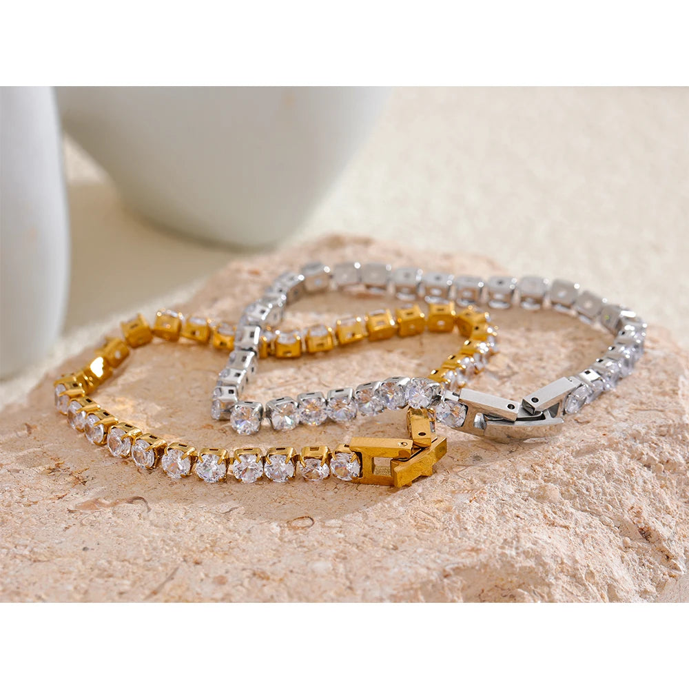 Pulseira Cravejada de Zirconias Circulares