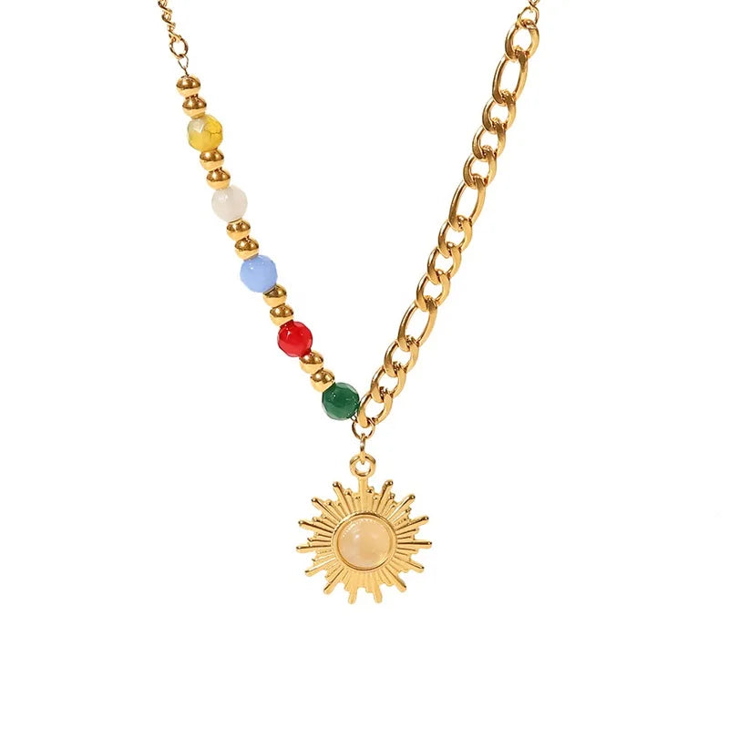 Colar Sol Dourado Ouro 18k
