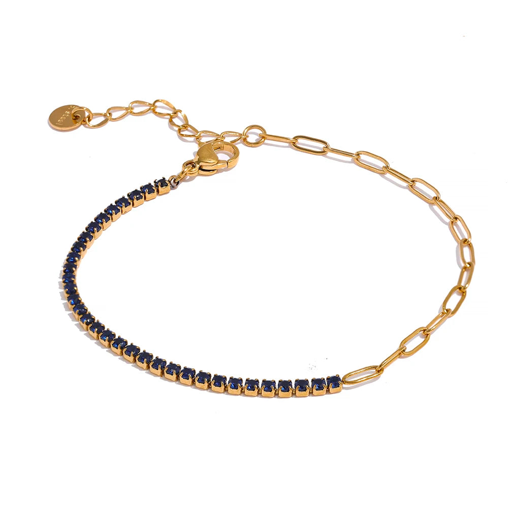 Pulseira Meio Corrente Meio Cravejada
