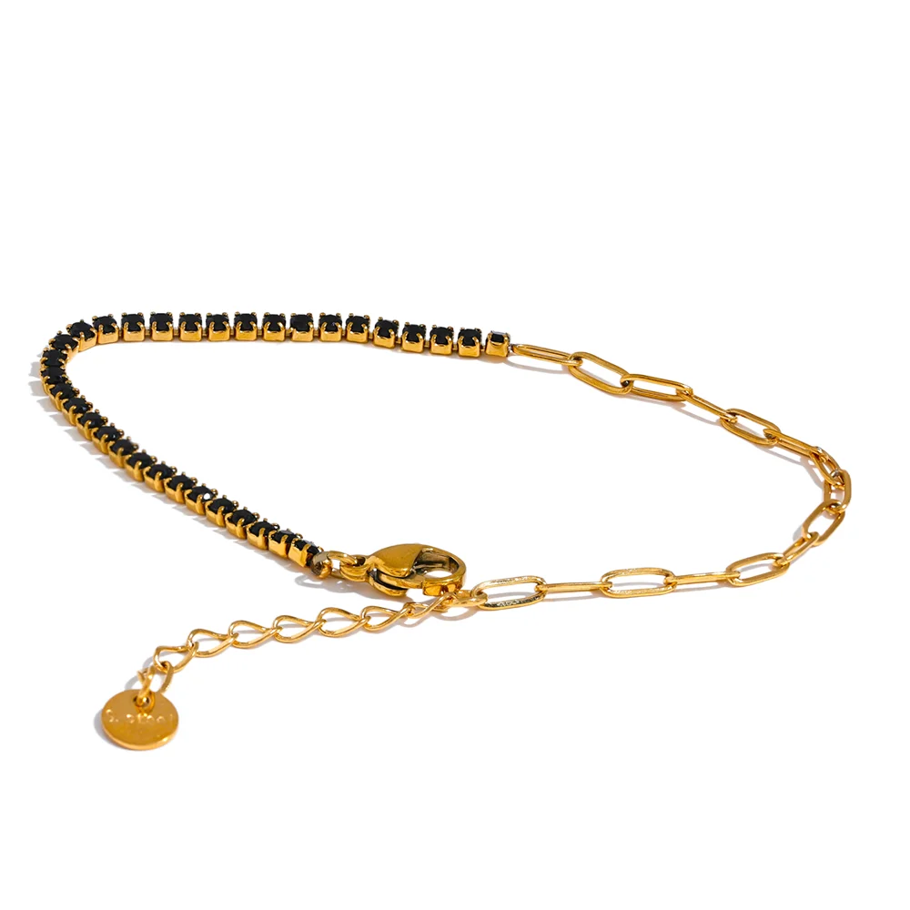 Pulseira Meio Corrente Meio Cravejada