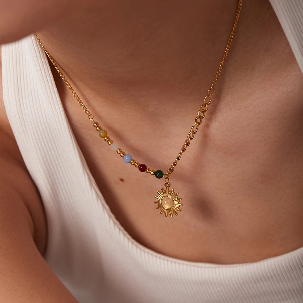 Colar Sol Dourado Ouro 18k
