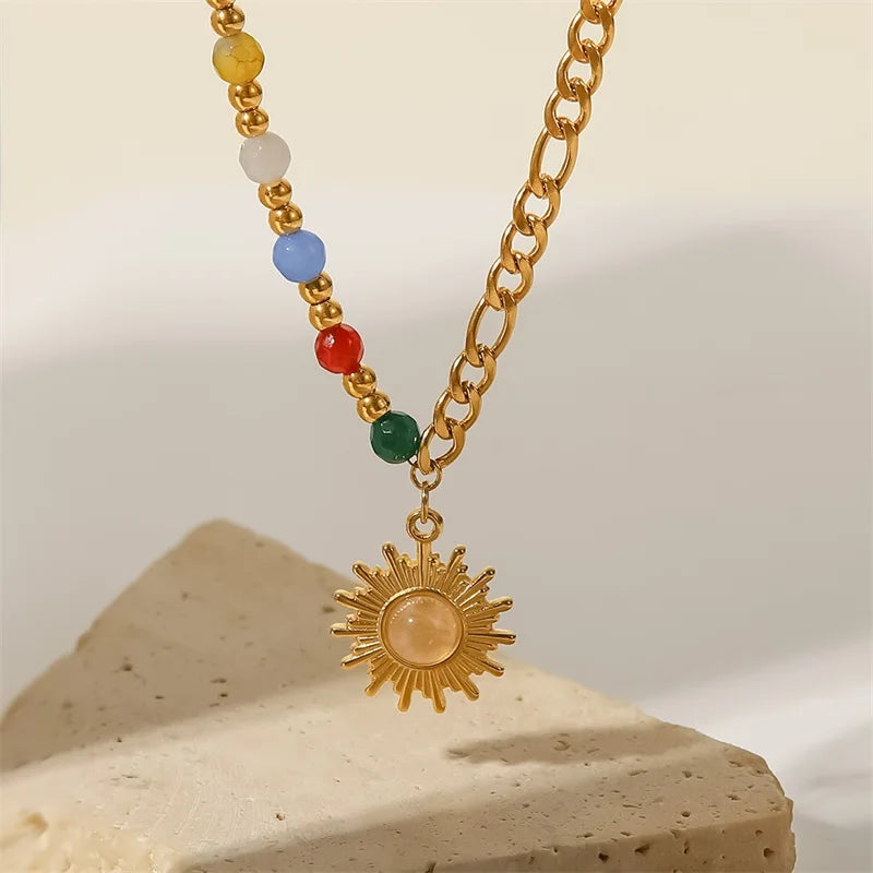Colar Sol Dourado Ouro 18k