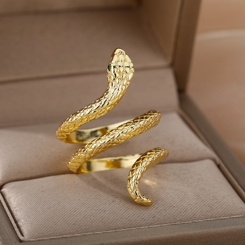 Anel Ajustável Serpente em Ouro