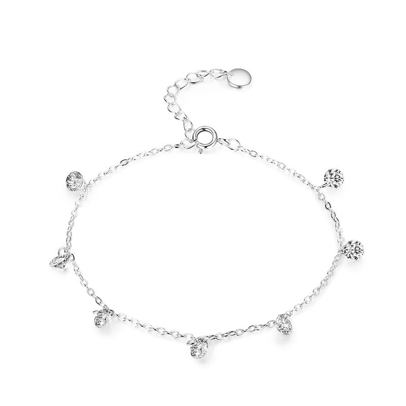 Pulseira Corrente Pontos Zircônia em Prata 925