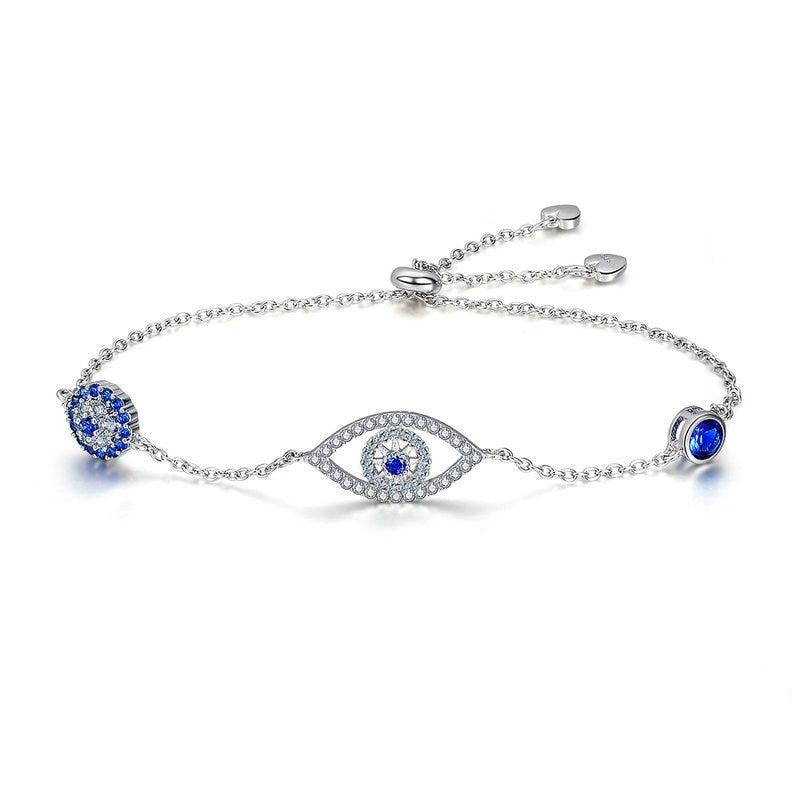 Pulseira Olho Grego Zircônia Azul em Prata 925