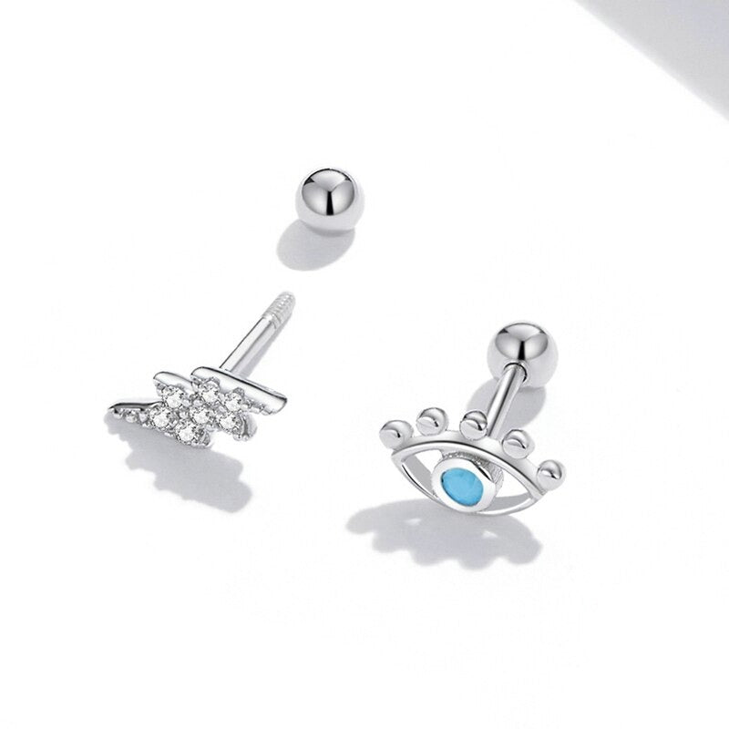 Brinco Olho Grego Raio em Prata 925