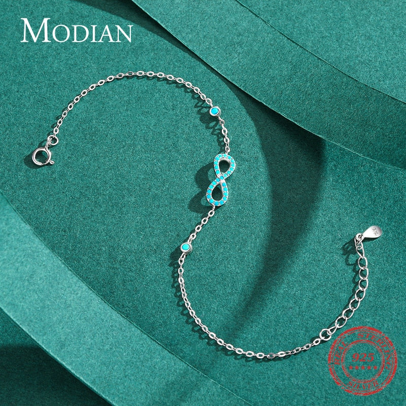 Pulseira Infinito Turquesa em Prata 925