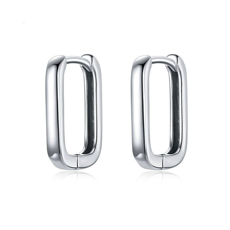 Brinco Argola Retangular em Prata 925